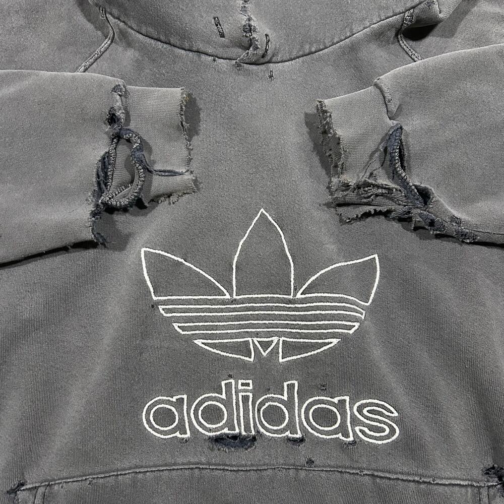 Vintage 90s Adidas Thrashed Hoodie Men's Medium Distr… - Gem